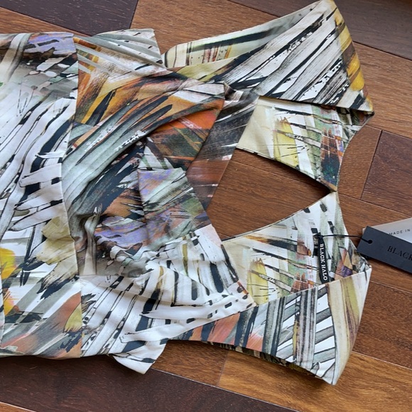 Black Halo midi dress, semi backless printed dress - Picture 2 of 7